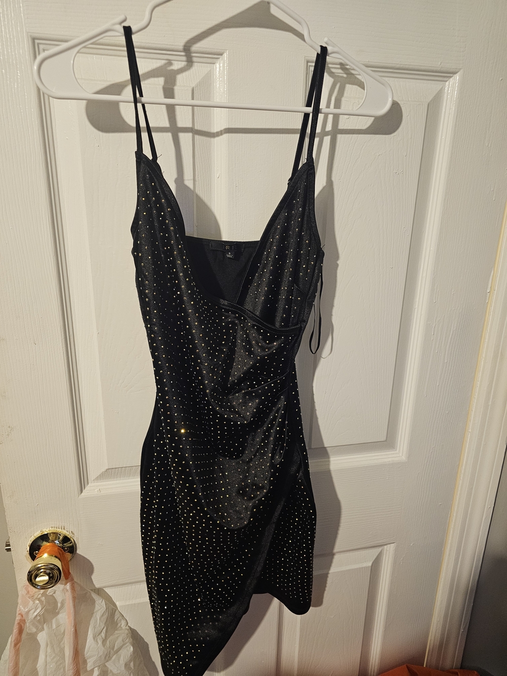 Black Sparkle Asymmetrical Slip Dress